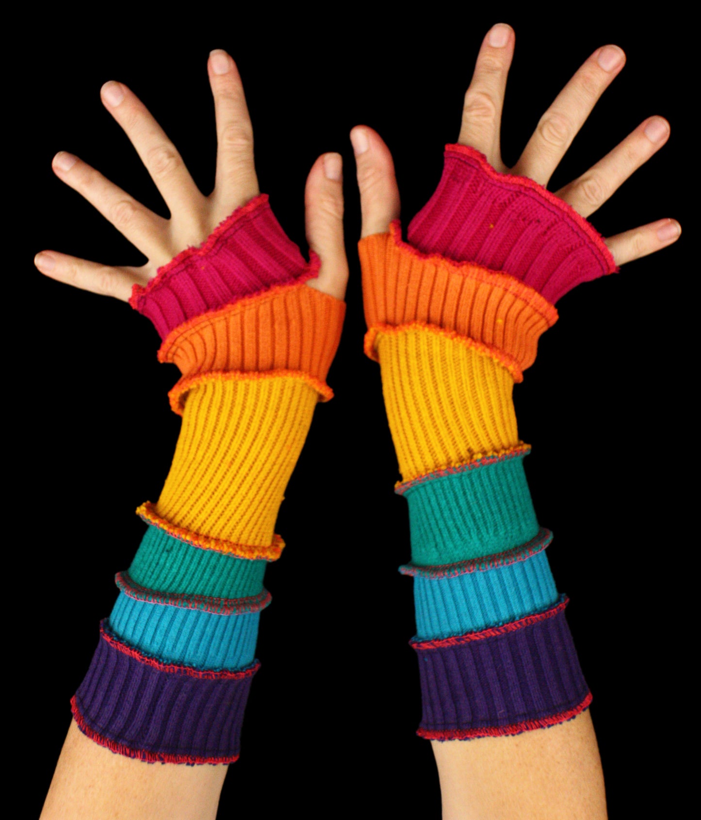 Arm Warmers - LARGE -WOOL-FREE - made from upcycled sweaters